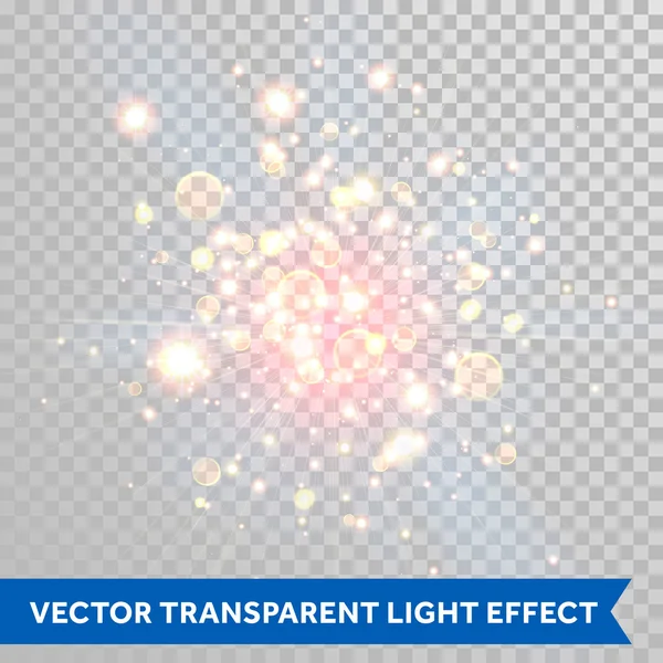 Vector skimrande flammande fyrverkerier explosion med bokeh optisk effekt. — Stock vektor