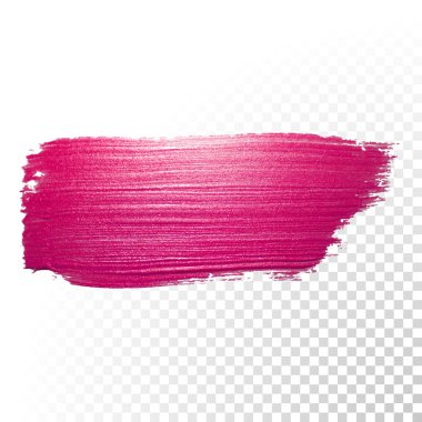 Pink watercolor brush stroke. Vector oil paint smear. Polish trace.