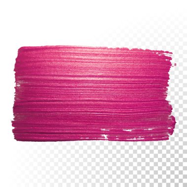 Pink watercolor brush stroke. Vector oil paint smear. Polish trace.