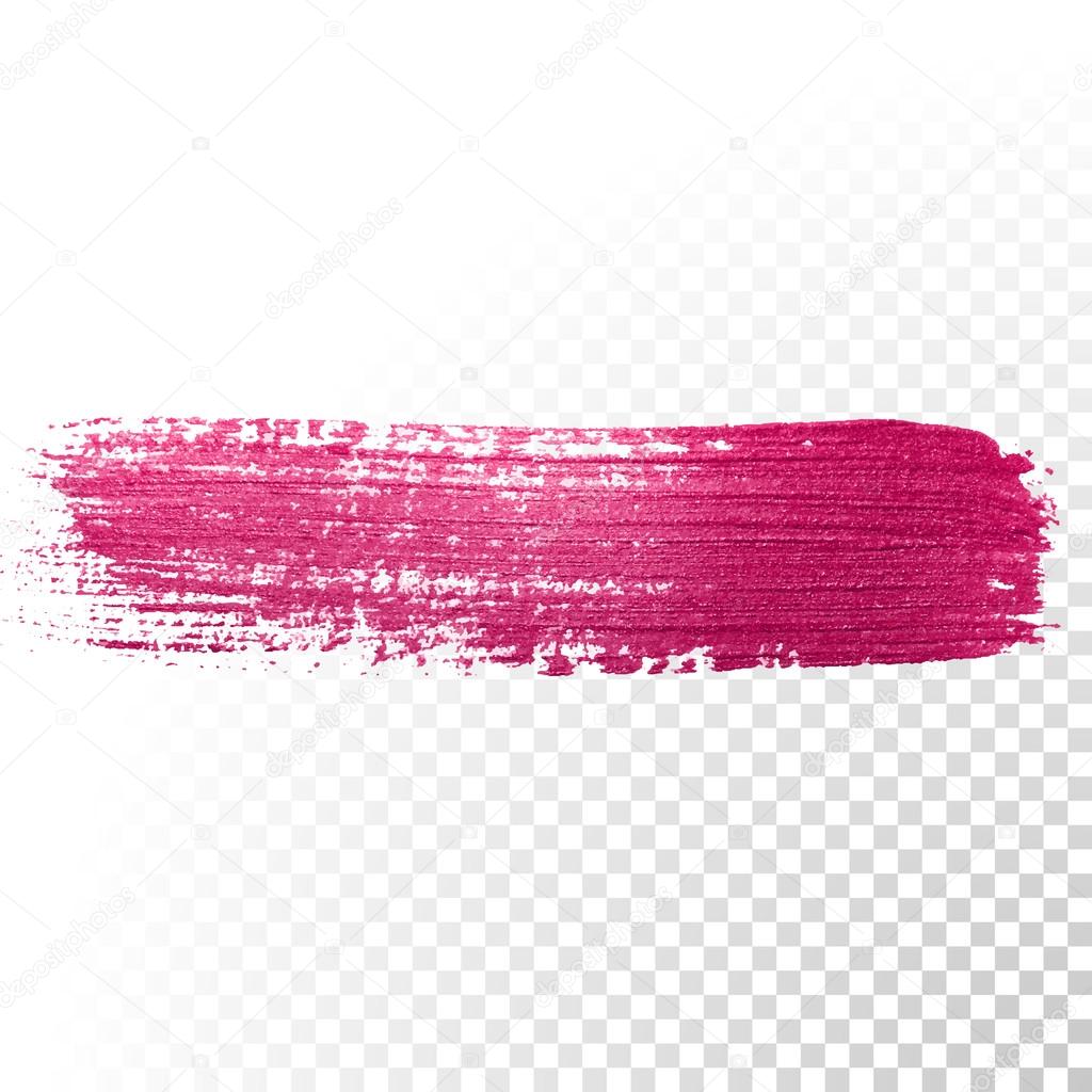 Pink watercolor brush stroke. Vector oil paint smear. Polish trace.