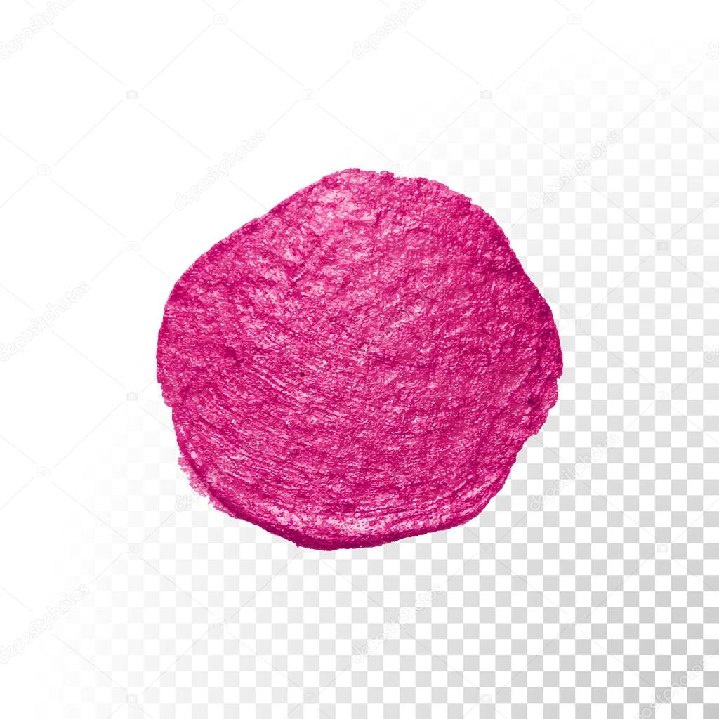 Pink watercolor brush blob. Vector oil paint smear. Polish stain.