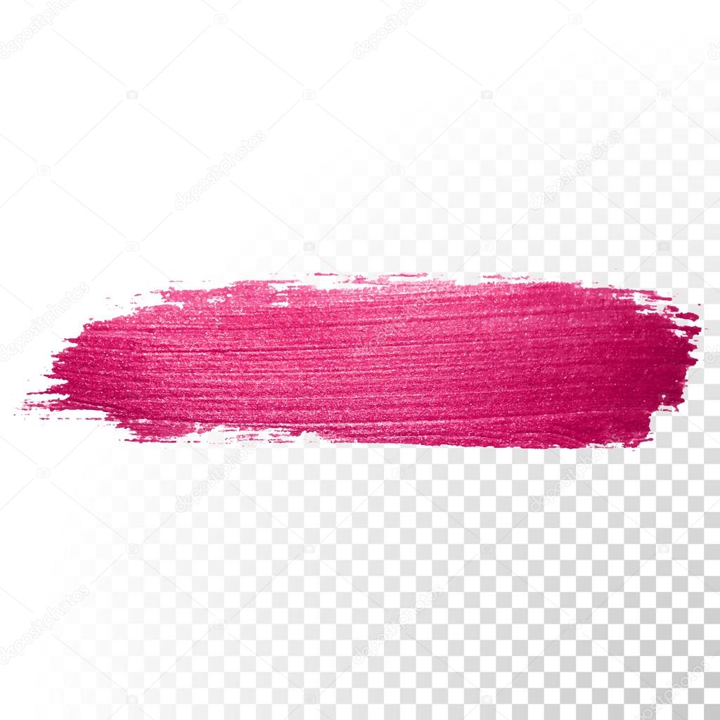 Pink watercolor brush stroke. Vector oil paint smear. Polish trace.