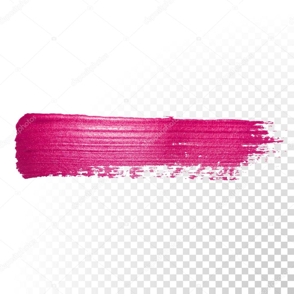 Pink watercolor brush stroke. Vector oil paint smear. Polish trace.