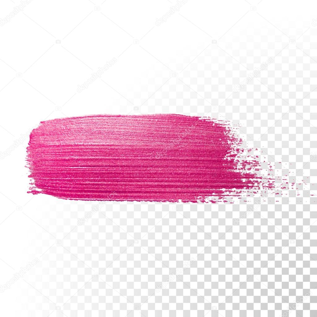 Pink watercolor brush stroke. Vector oil paint smear. Polish trace.