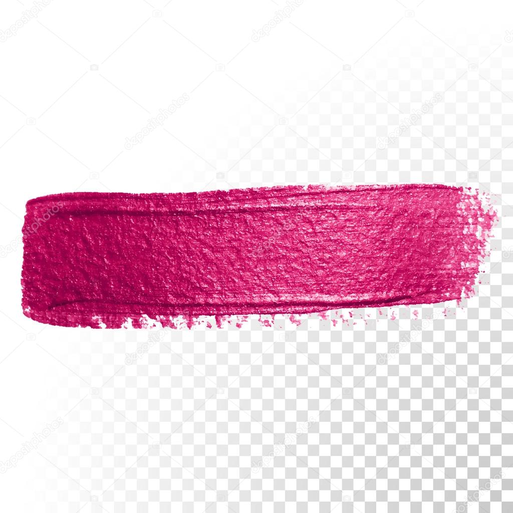 Pink watercolor brush stroke. Vector oil paint smear. Polish trace.