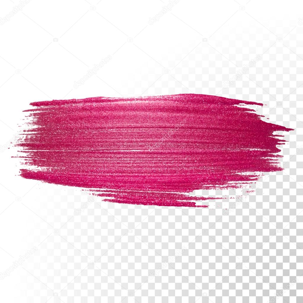 Pink watercolor brush stroke. Vector oil paint smear. Polish trace.