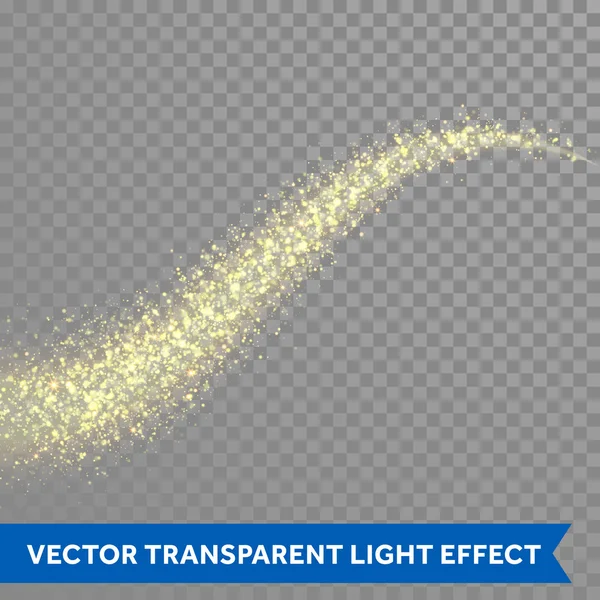 Gouden glinsterende sterren stof Trail sprankelende deeltjes — Stockvector