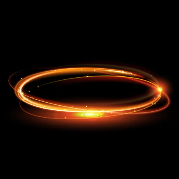 Vector magische gouden cirkel. Gloeiend vuur ring. Glitter sparkle swirl. — Stockvector