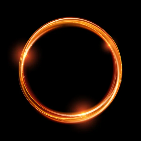Cerchio d'oro magico vettoriale. Anello di fuoco incandescente. Brilla scintillante turbinio . — Vettoriale Stock
