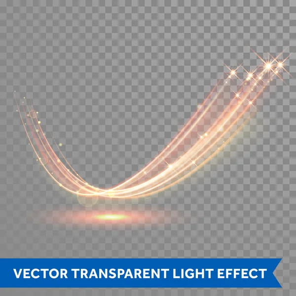 Vector magic glowing spark swirl trail. Bokeh glitter light wave. — Stock Vector