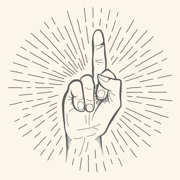 Vector finger gesture. Obscene Fuck off sign hand drawn sketch. — Stock Vector