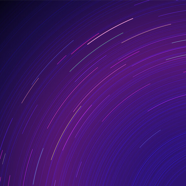 Vector star trails. Long exposure effect of night sky motion