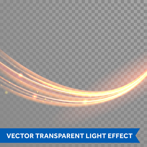 Vector magic glowing light trail. Glitter fiber wave.