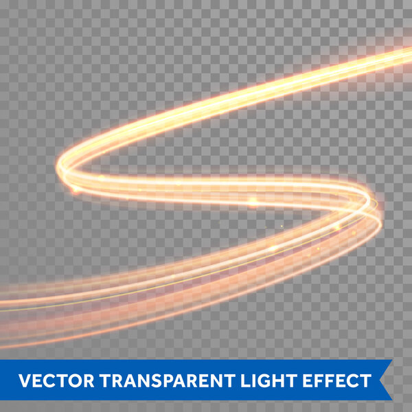 Vector magic glowing light trail. Glitter fiber wave.