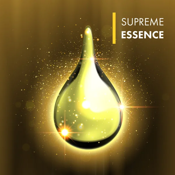 Supreme Essence Gold Premium glänzendes Öl Tropfen — Stockvektor