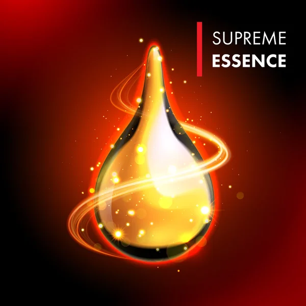 Supreme Essence Gold Premium glänzendes Öl Tropfen — Stockvektor