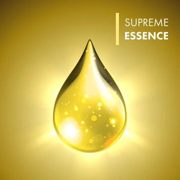 Supreme Essence Gold Premium glänzendes Öl Tropfen — Stockvektor