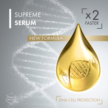 Supreme collagen oil drop essence with DNA helix clipart