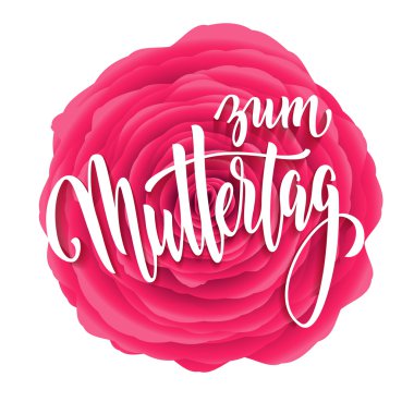 Pembe kırmızı çiçek desenli Muttertag Liebe tebrik kartı.