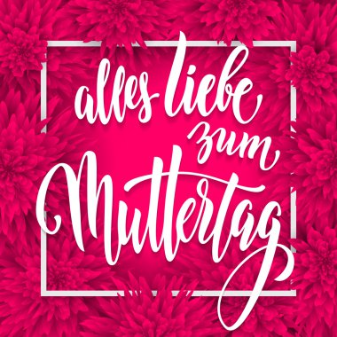 Pembe kırmızı çiçek desenli Muttertag Liebe tebrik kartı.