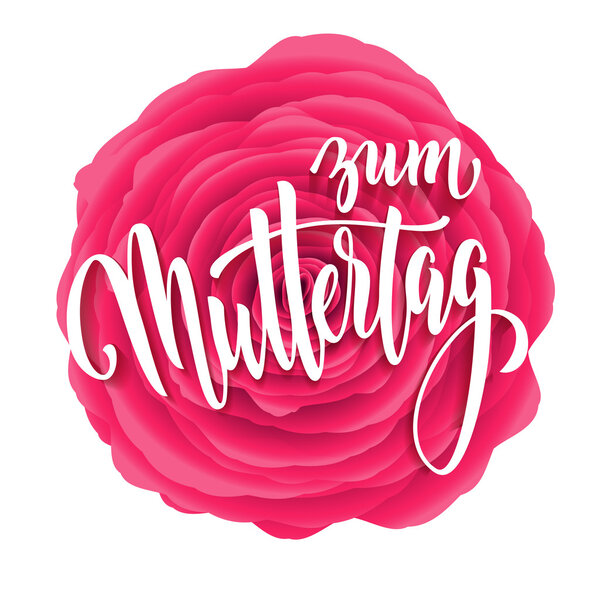 Muttertag Liebe greeting card with pink red floral pattern.