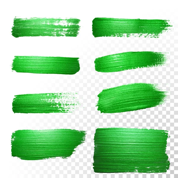 Green watercolor brush strokes. Vector oil paint smear. Polish trace. — Stock Vector