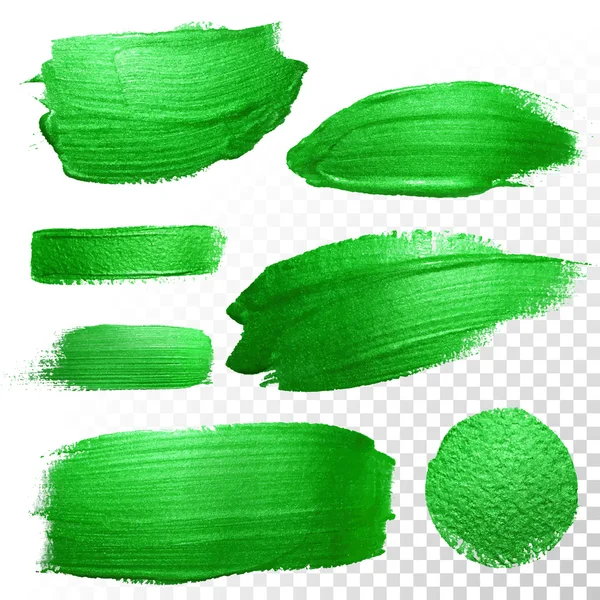 Groene aquarel penseelstreken te wijzigen. Vector olieverf uitstrijkje. Poolse trace. — Stockvector