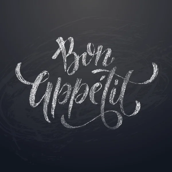 Bon Appetit krita Text på svarta tavlan bakgrund. Vektor Illustration — Stock vektor