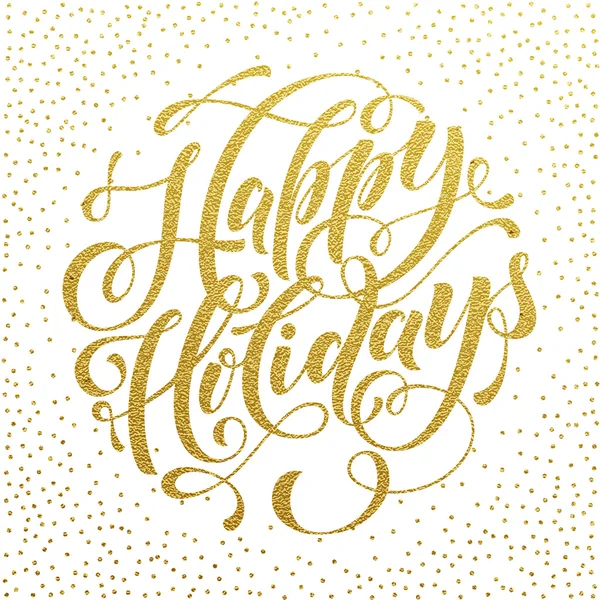 Boldog ünnepek arany üdvözlőkártya, meghívó szövege — Stock Vector
