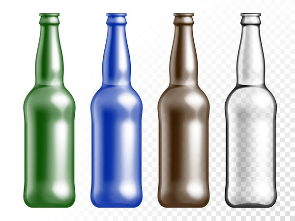 Set de botellas de textura de vidrio de color transparente vectorial — Archivo Imágenes Vectoriales