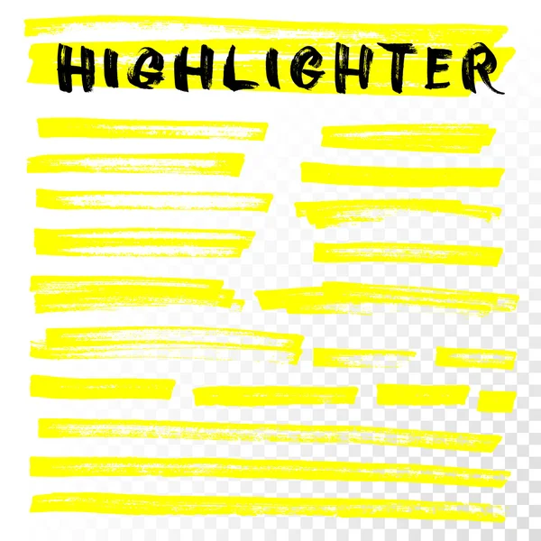 Vector highlighter brush line strokes — Stock Vector