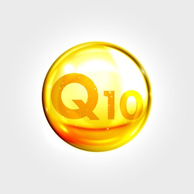 Q10 koenzim simgesi vitamini açılan altın hap kapsül