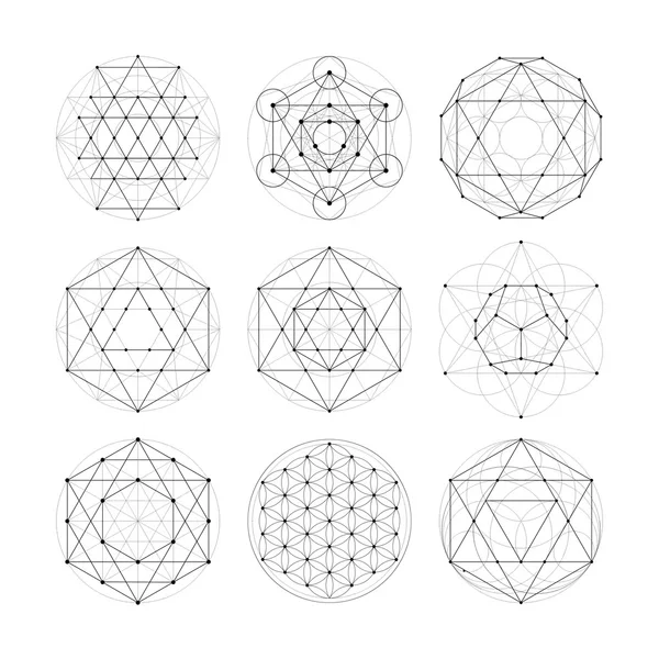 Sacred geometry. Numerology astrology signs and symbols — Stock Vector