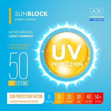 Güneş kremi suncare güçlü koruma. SPF çözüm tasarım