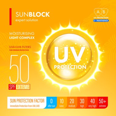 Güneş kremi suncare güçlü koruma. SPF çözüm tasarım
