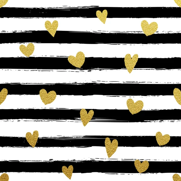 Glitter gold striped wallpaper. Paint brush strokes background. — Stock Vector