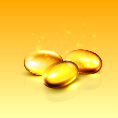 Altın petrol kollajen kapsül pill illüstrasyon.