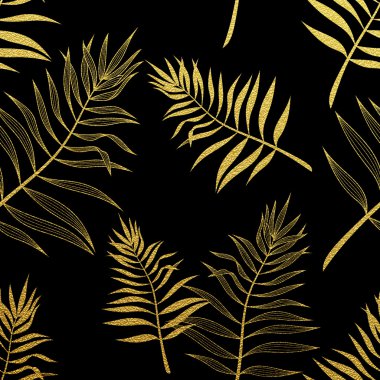 Palm Dikişsiz desen bırakır. Botanik vektör çizim.