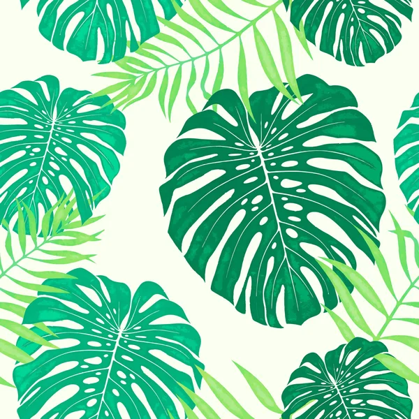 Monstera hinterlässt ein nahtloses Muster. Vektor tropische botanische Illustration. — Stockvektor
