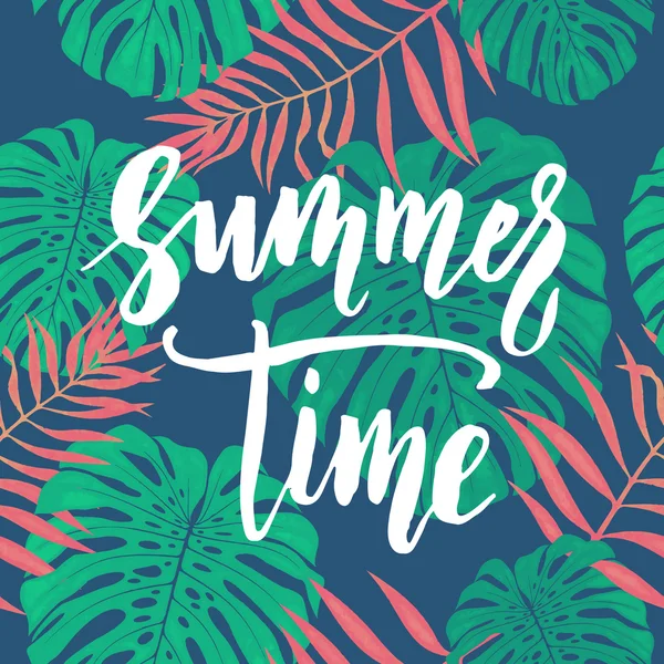 Yaz zaman çizelgesi tropikal yaprak seamless modeli ile.