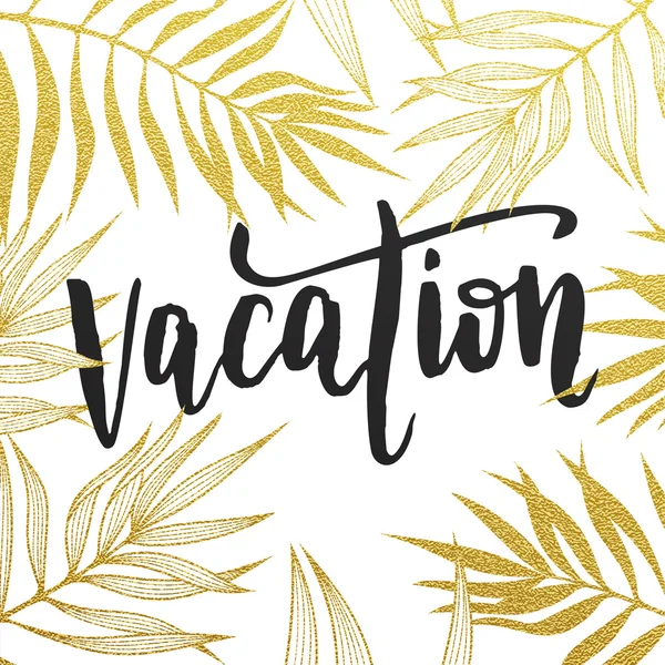 Vacation card with tropical leaf seamless pattern. — Stock Vector