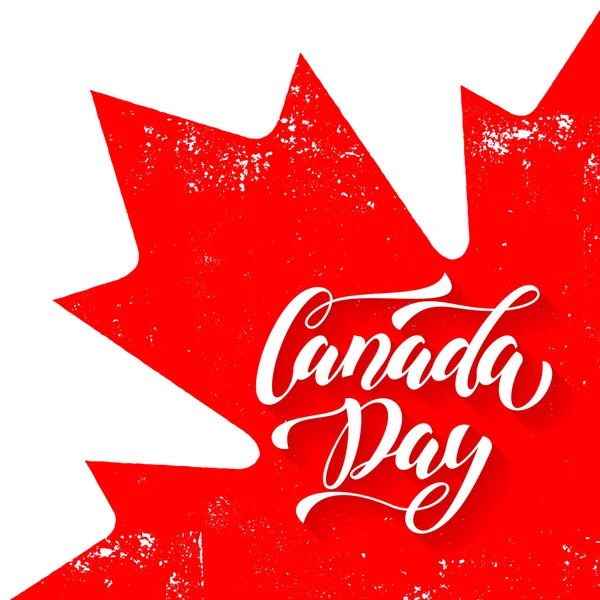 Canadian flag and Leaf. Canada Day greeting card. — Stock Vector