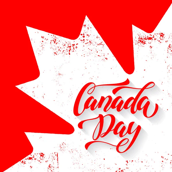 Canada Day greeting card. Canadian flag and leaf. — Stock Vector