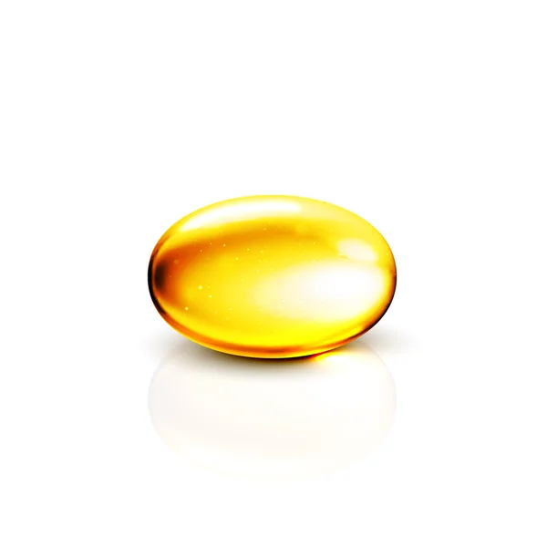 Altın petrol kollajen kapsül pill illüstrasyon. — Stok Vektör