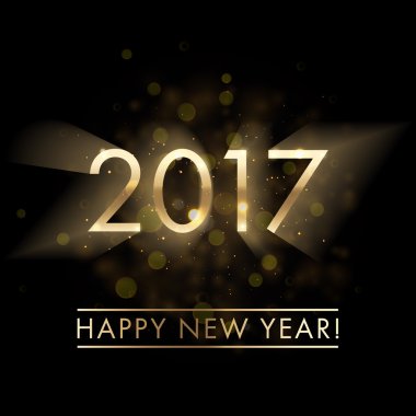 Altın yeni yıl 2017 tebrik kartı arka plan.