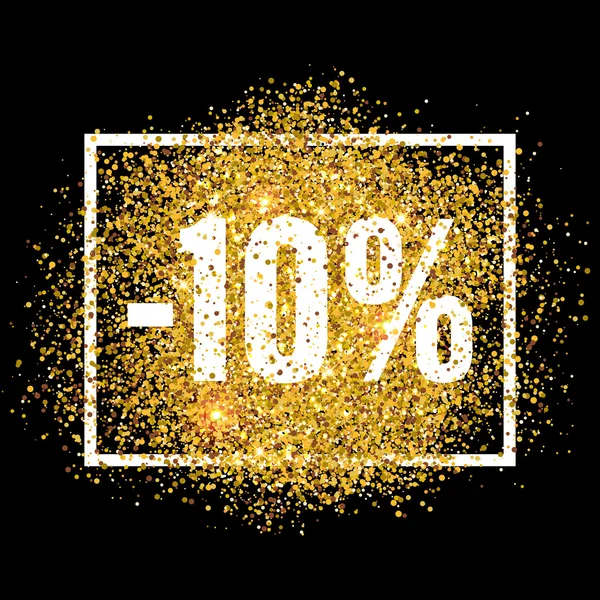 Rabatt promo etikett. Guld glitter försäljning tag. — Stock vektor