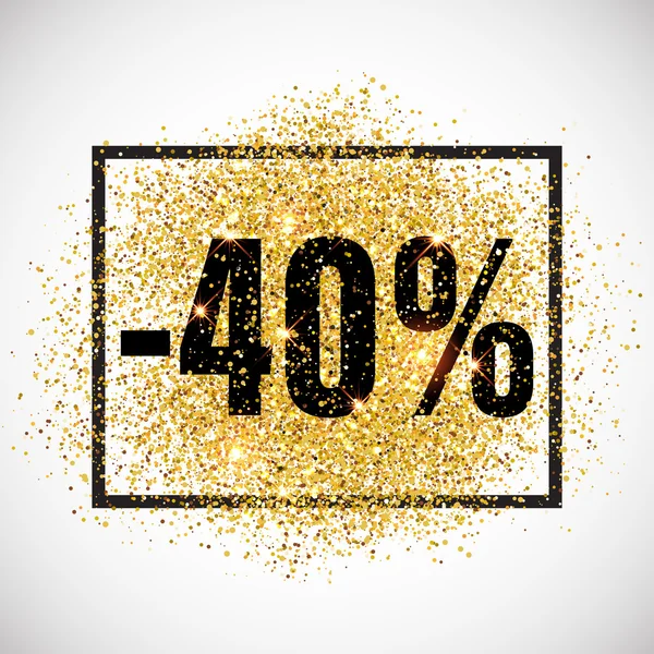 Rabatt promo etikett. Guld glitter försäljning tag. — Stock vektor