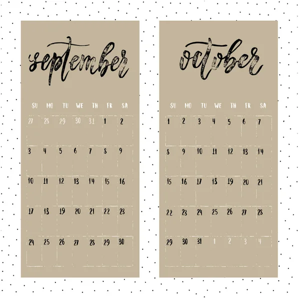 2017 年のカレンダーです。9 月と 10 月のページ. — ストックベクタ
