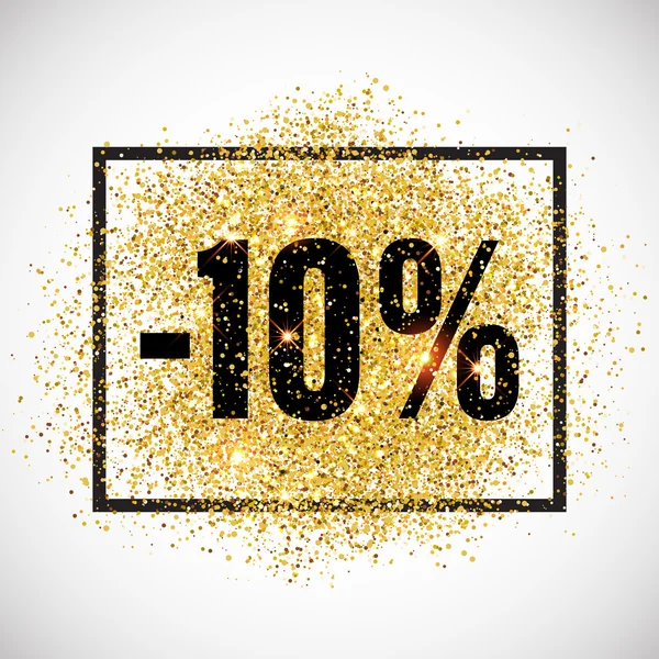 Rabatt promo etikett. Guld glitter försäljning tag. — Stock vektor