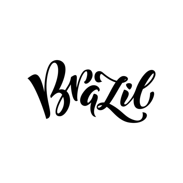 Le Brésil. Lettrage calligraphique dessiné à la main . — Image vectorielle